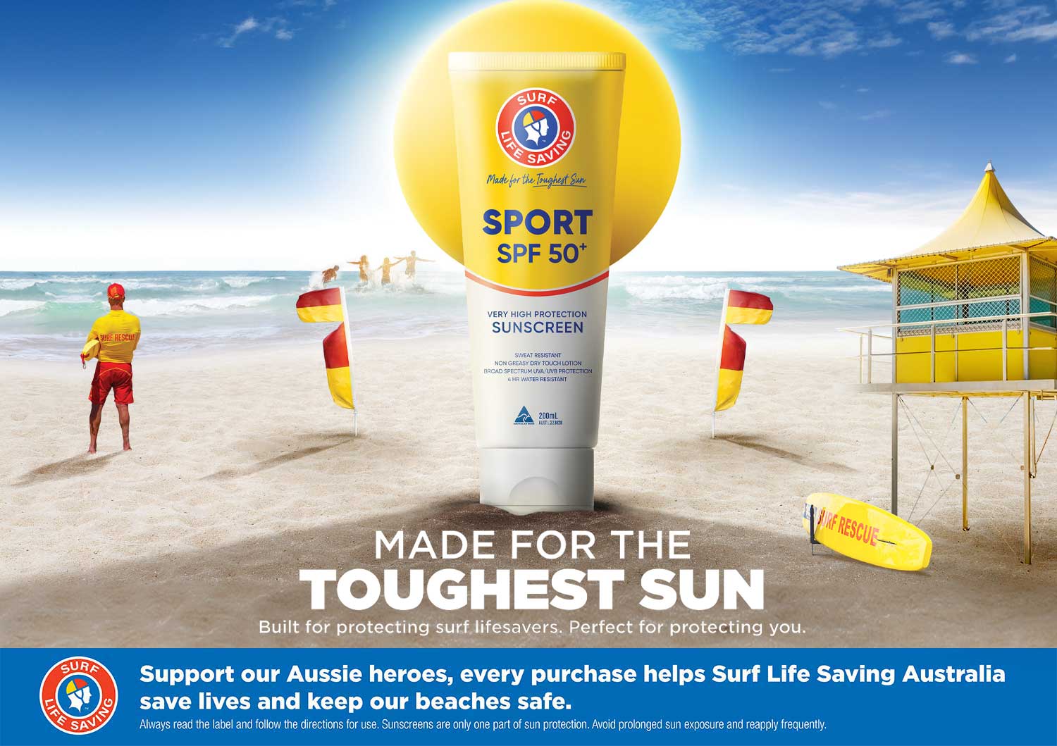 Made for the toughest sun. Surf Life Saving Sport